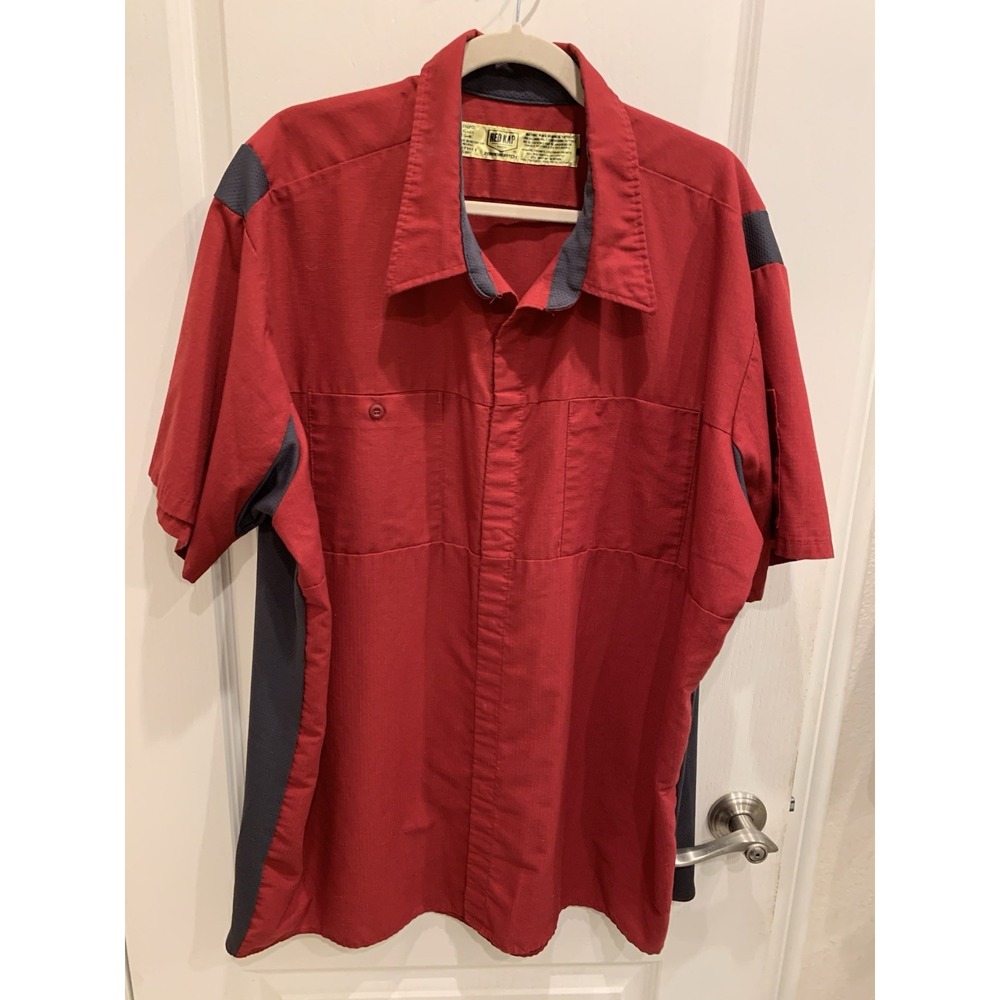 red‎ kap button up shirt Red and Black Short Sleeve Sz 3XL